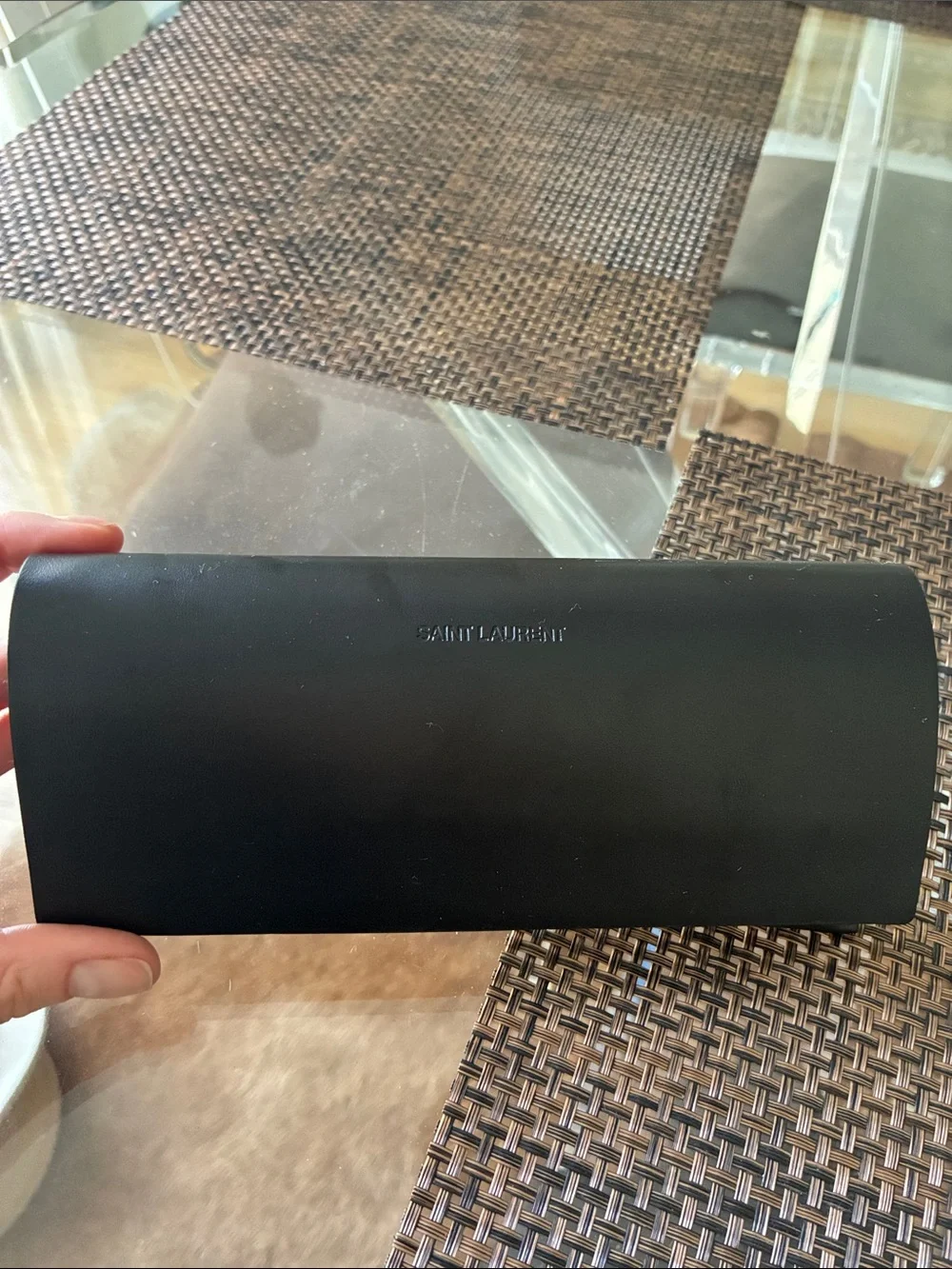 Saint Laurent Black Leather Eyewear Case